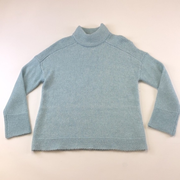 Nanette Lepore Sweaters - Nanette Lepore turtleneck sweater blue nylon wool yak blend drop shoulder Medium